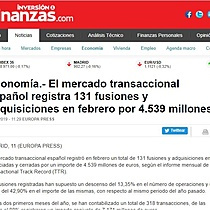 El mercado transaccional espaol registra 131 fusiones y adquisiciones en febrero por 4.539 millones